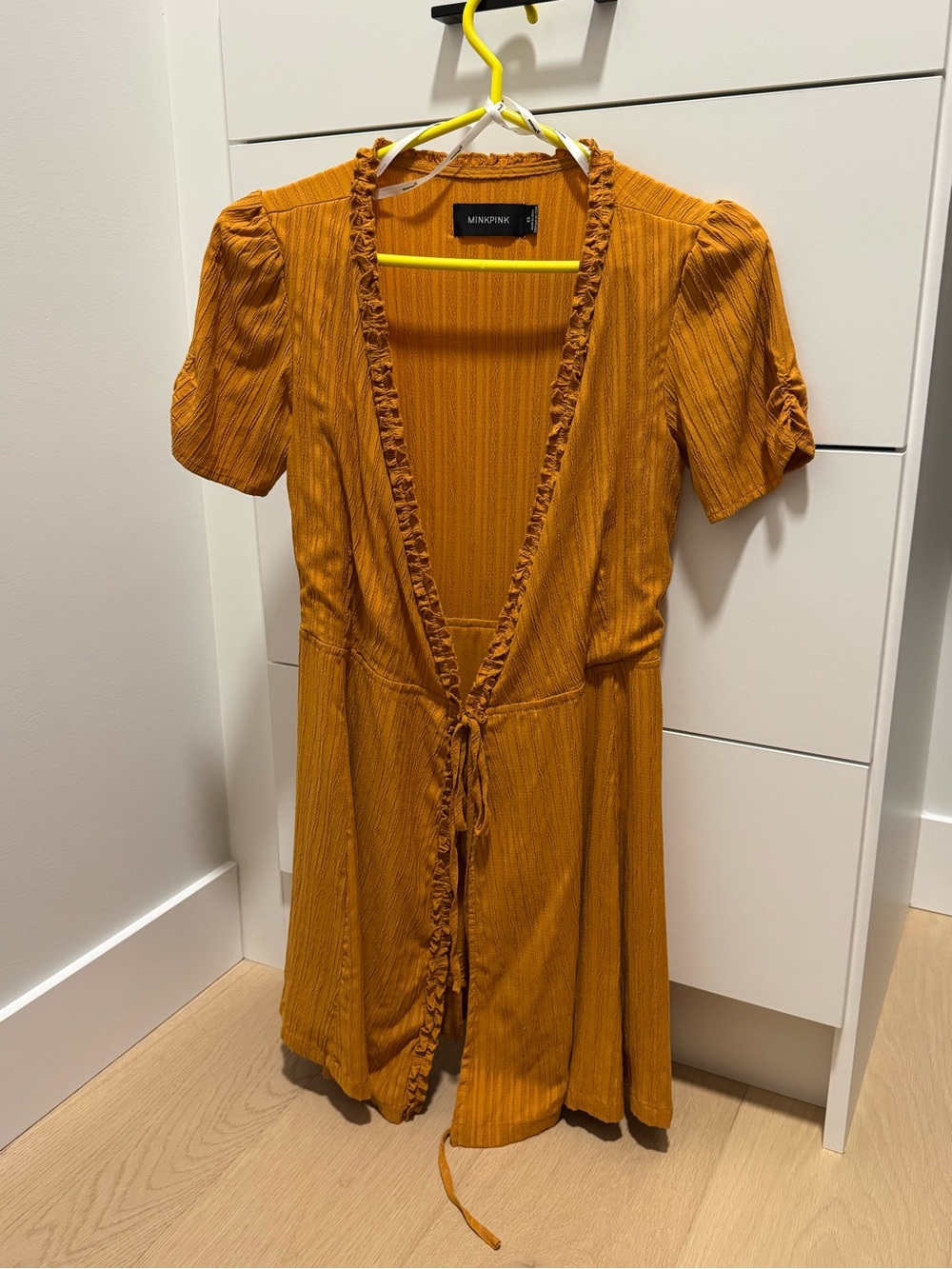 MINKPINK - Golden Mustard Ruffle - Trim Dress